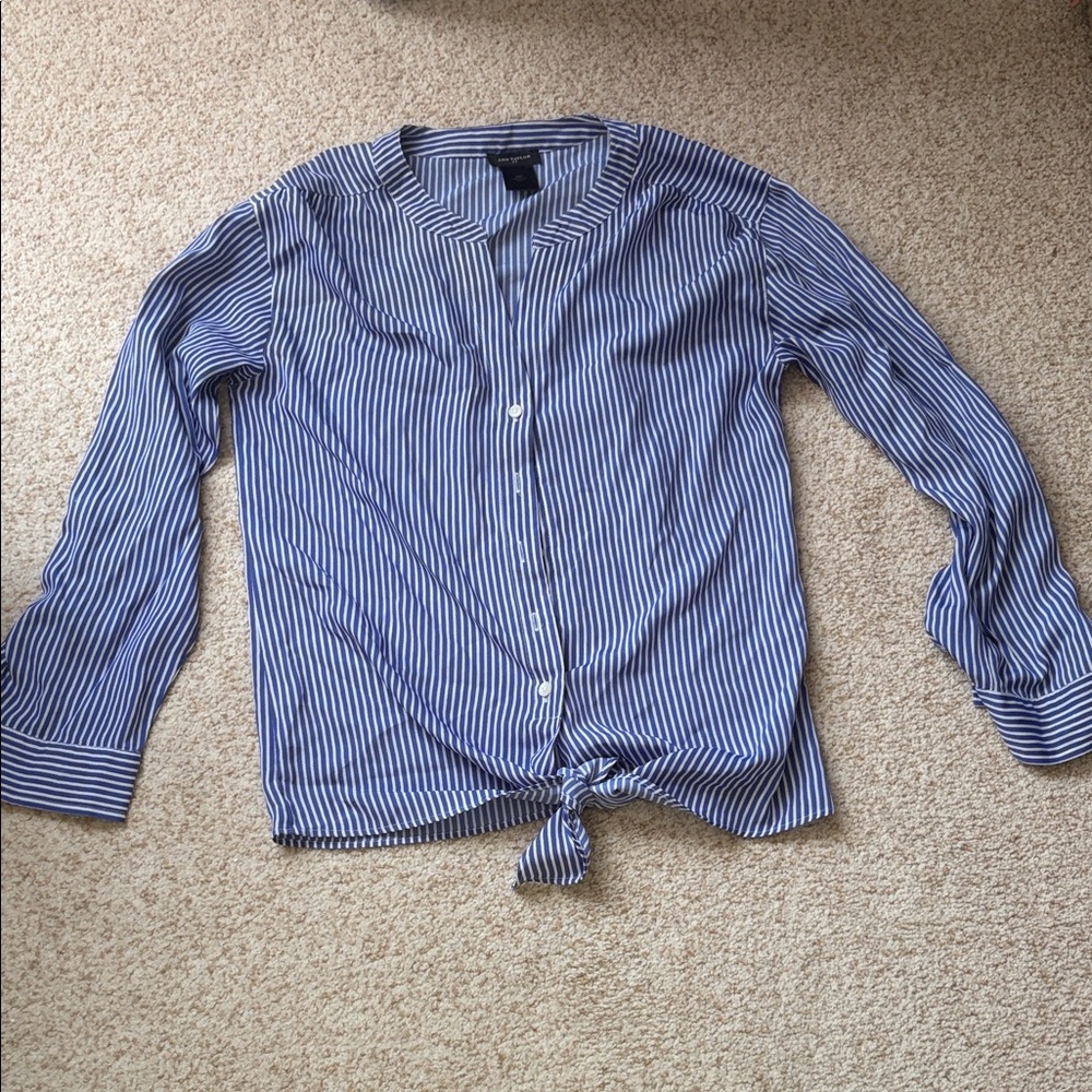 Ann Taylor Blue Striped Women's Blouse
